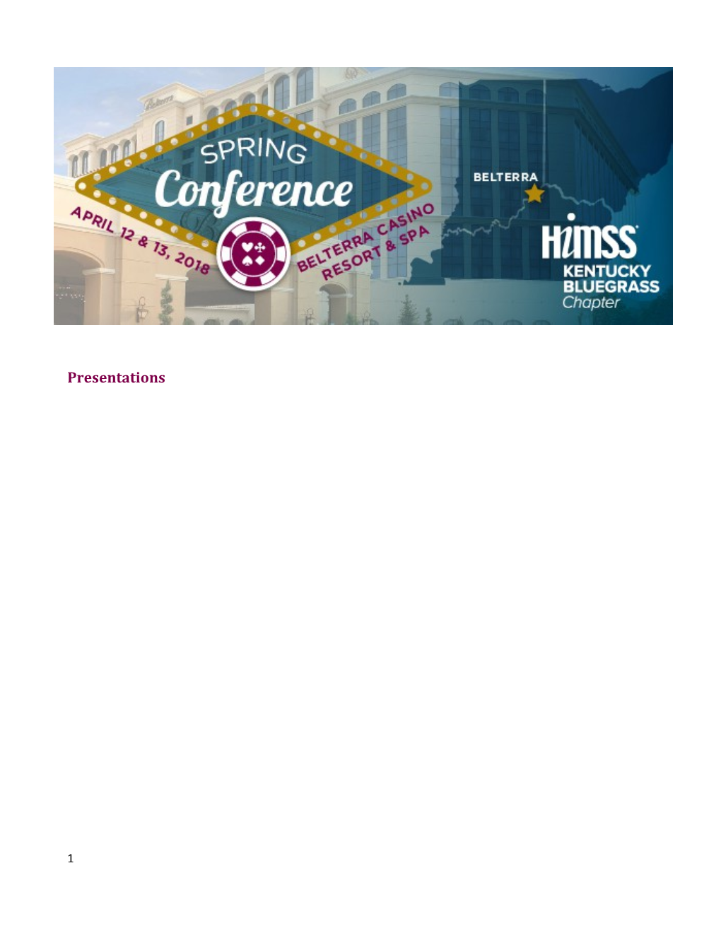 KY Bluegrass Chapter of HIMSS 2018 Presentations