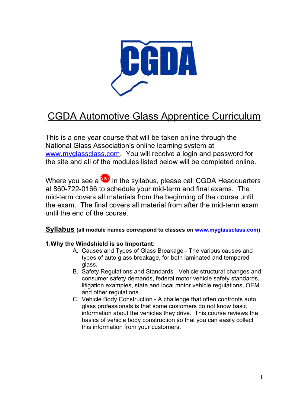 Connecticut Automotive Glass Standards of Practice