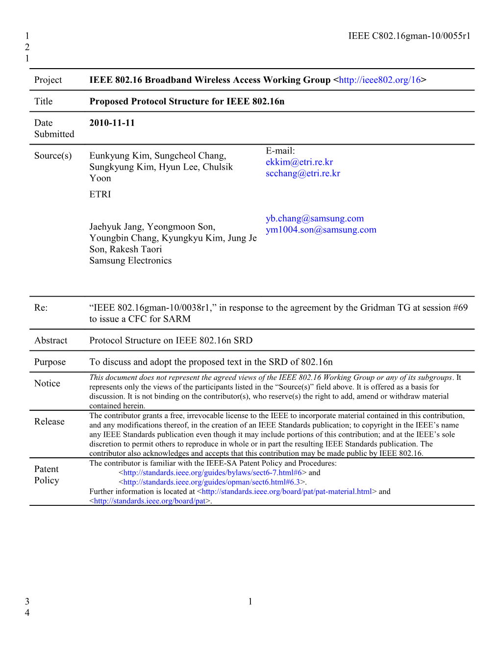 Proposed Protocol Structure for IEEE 802.16N