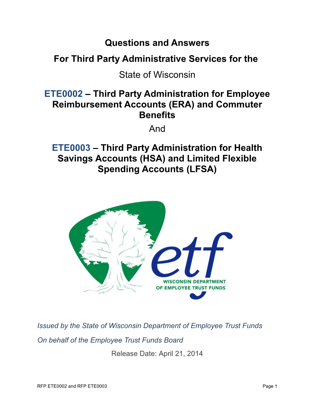 For Third Party Administrative Services for The