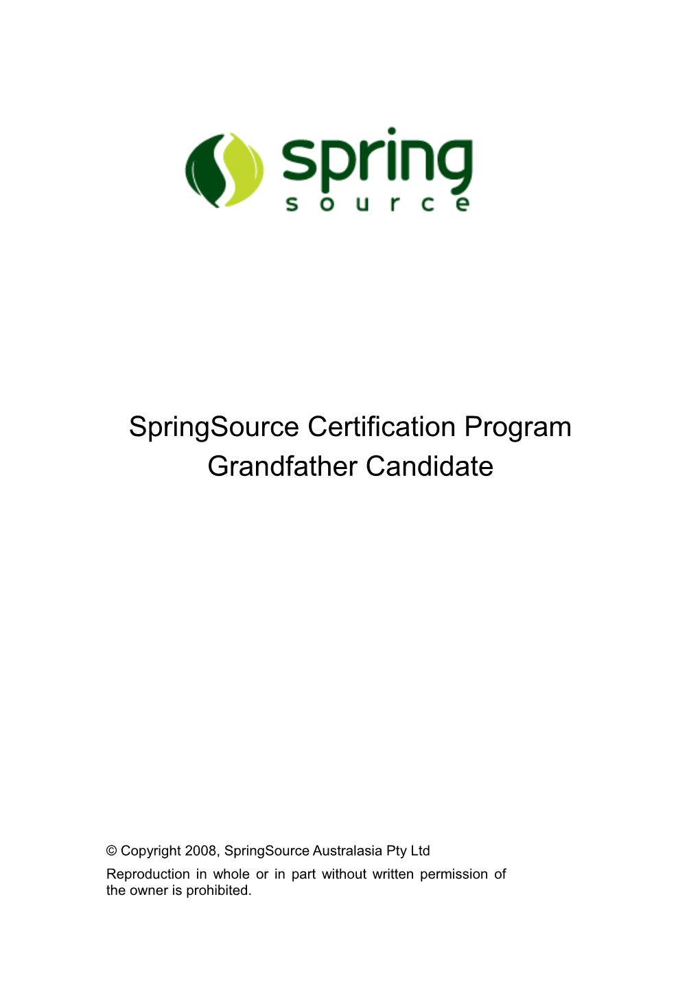 Springsource Certification Program