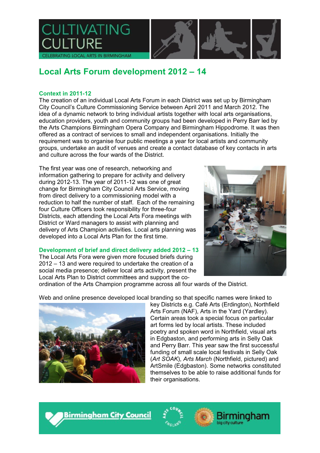 Local Arts Forum Development 2012 14