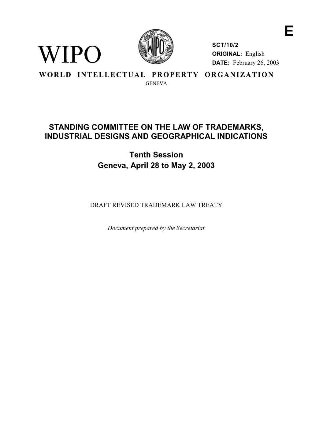 SCT/10/2: Draft Revised Trademark Law Treaty