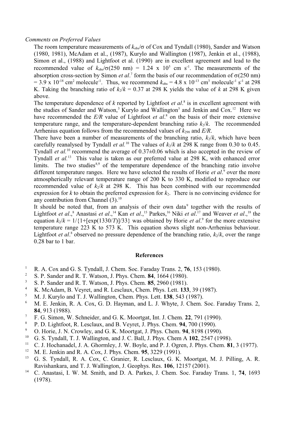 IUPAC Task Group on Atmospheric Chemical Kinetic Data Evaluation Data Sheet ROO 22