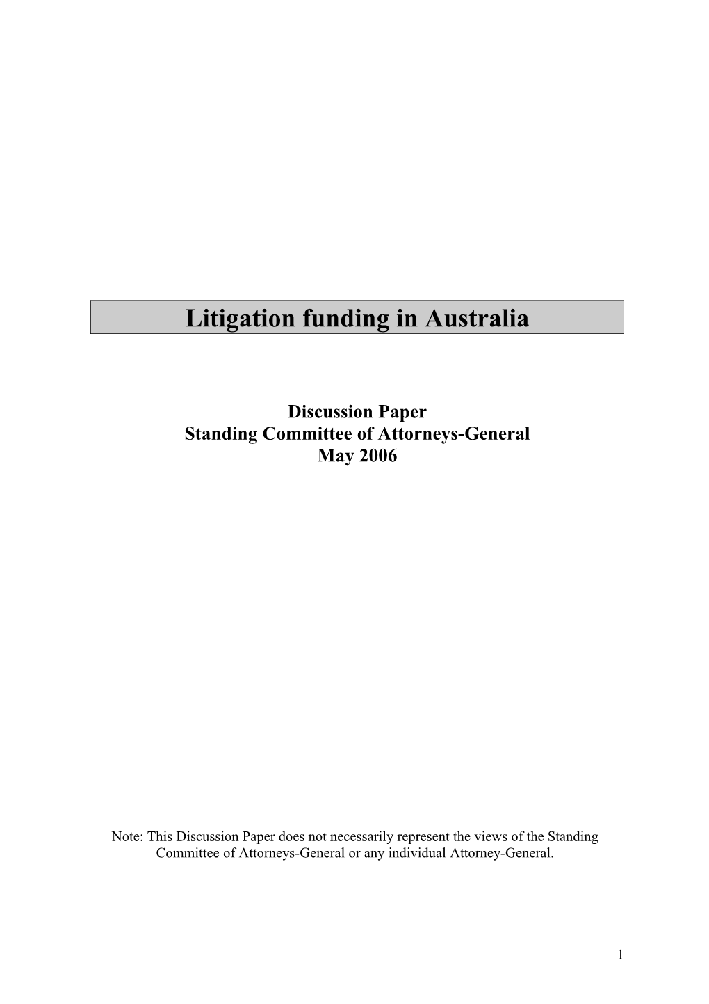 Litigation Funding in Australia