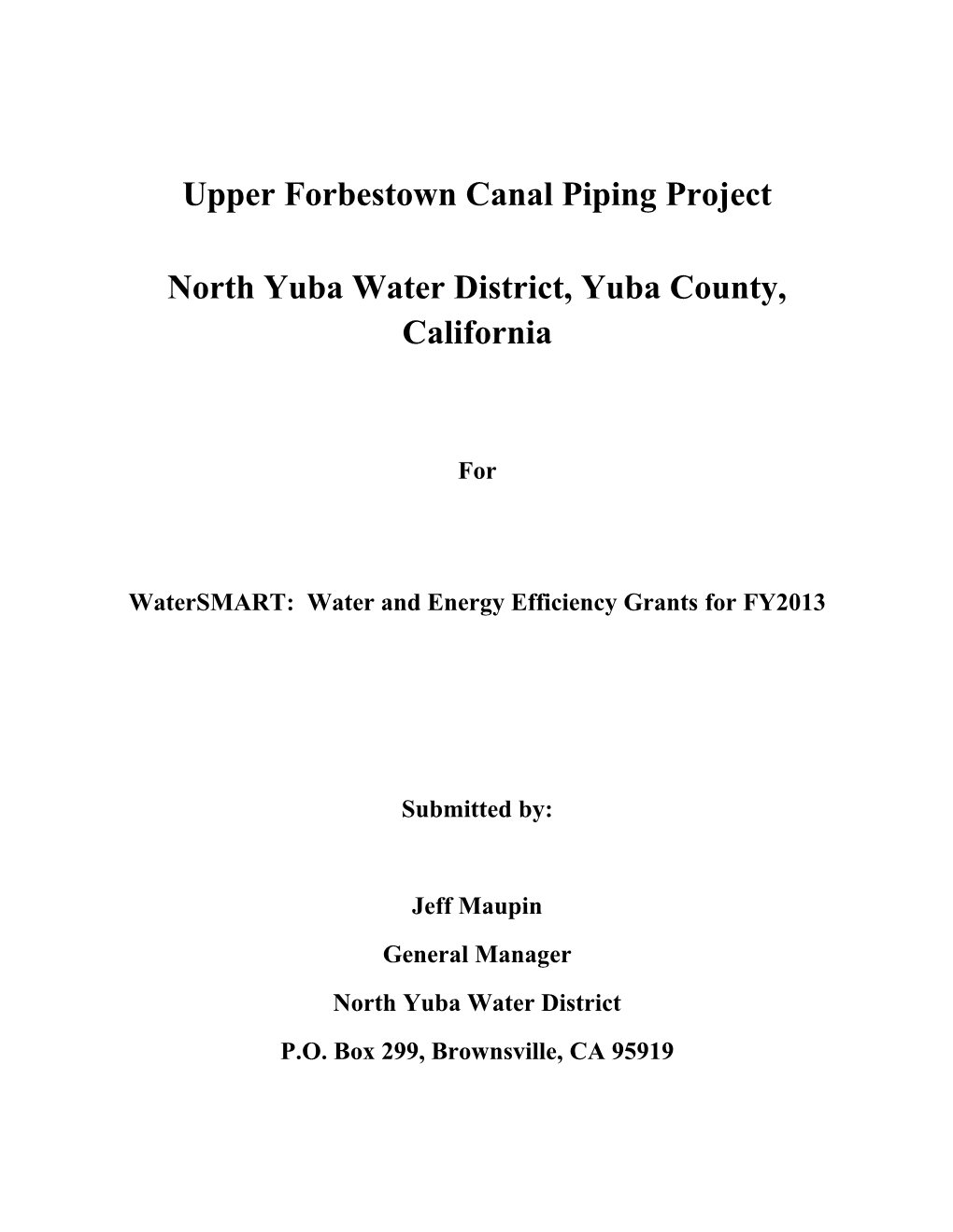 North Yuba Water District, Yuba County, California