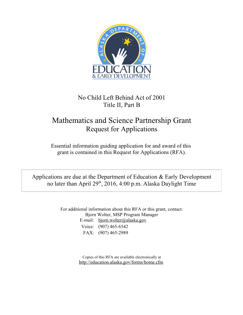 Mathematics and Science Partnership Grant