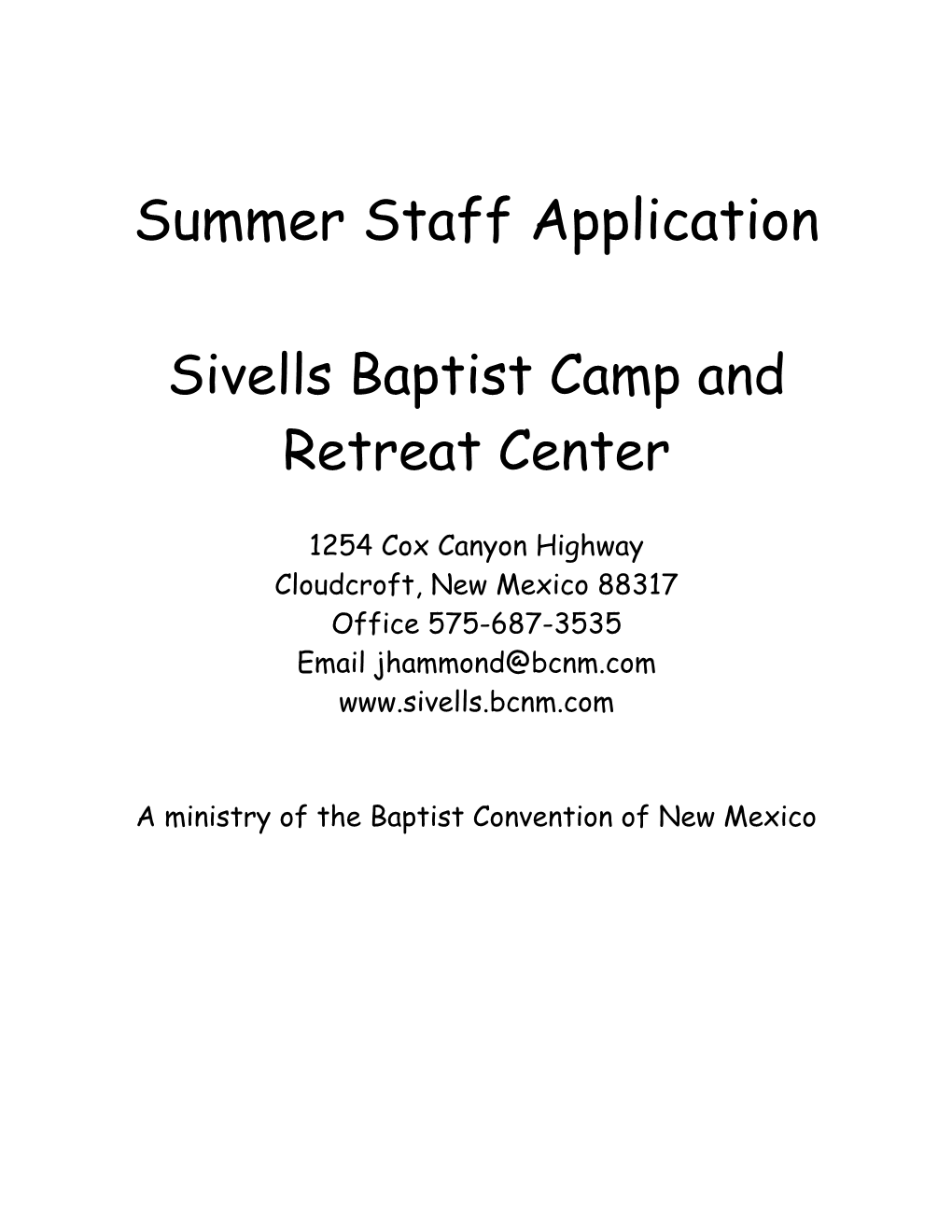 Sivells Baptist Camp and Retreat Center