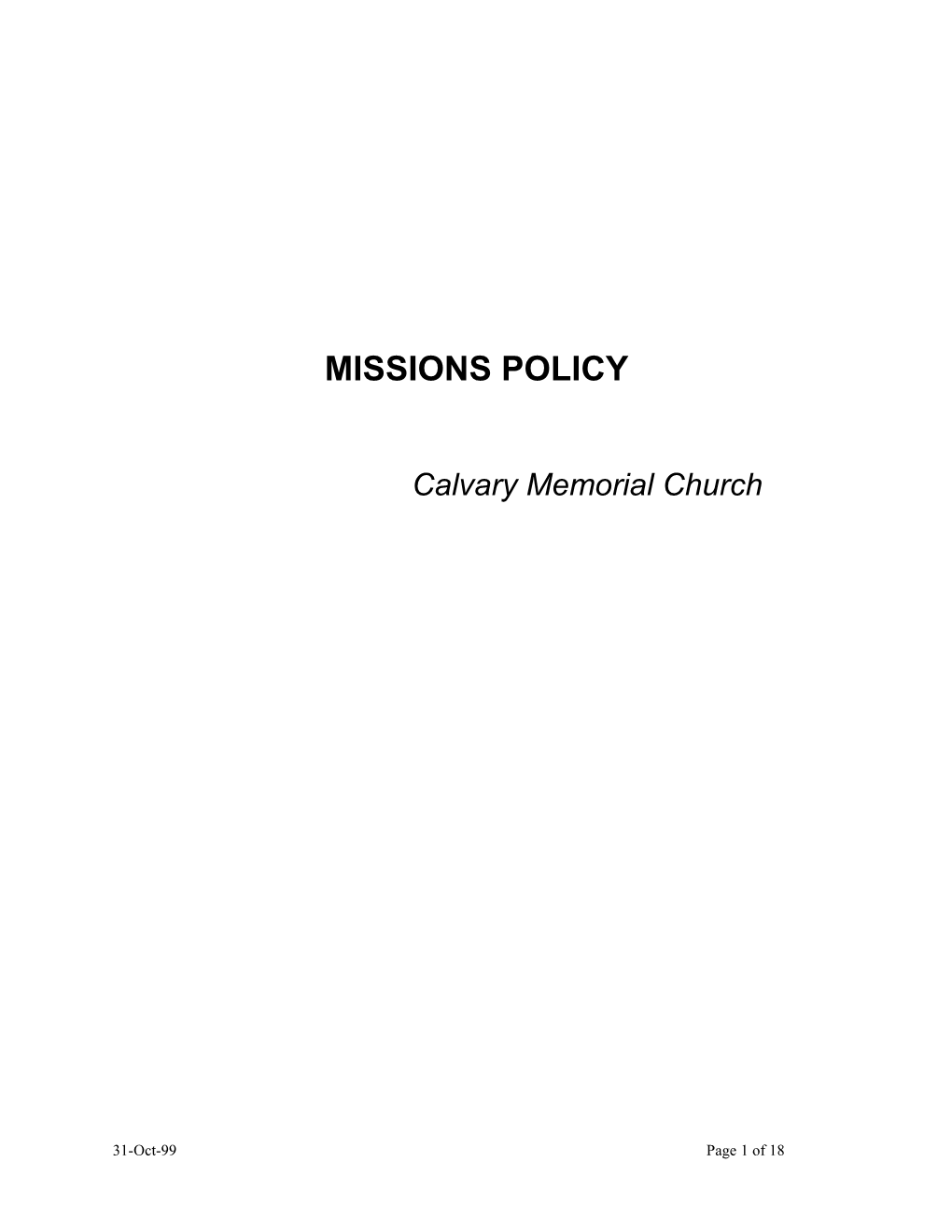 5300 Selection of the Missionary