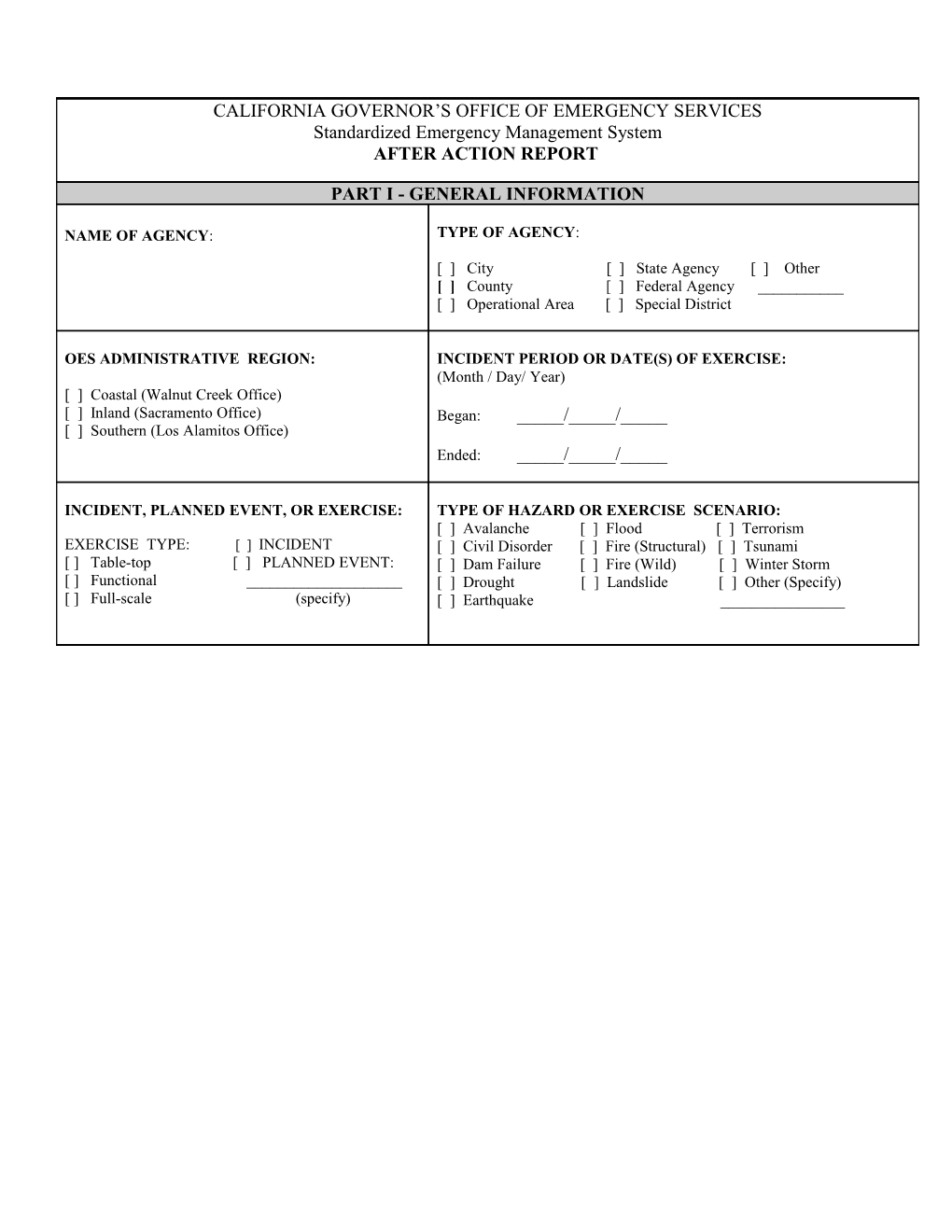 Local Government After Action Report Template