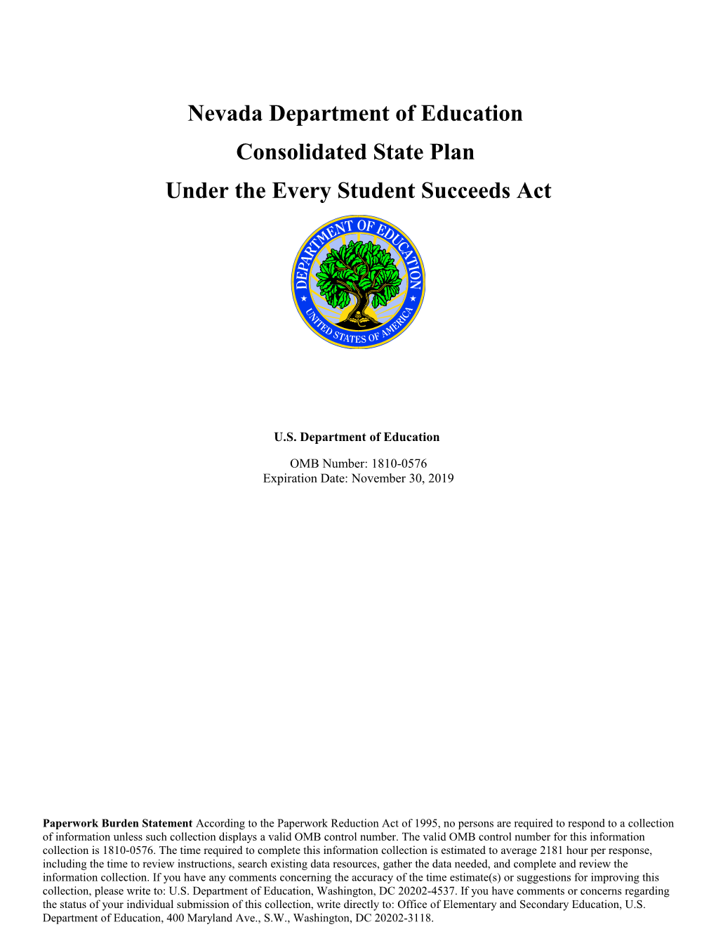 ESSA NV Consolidated State Plan April, 2017 (MS Word)