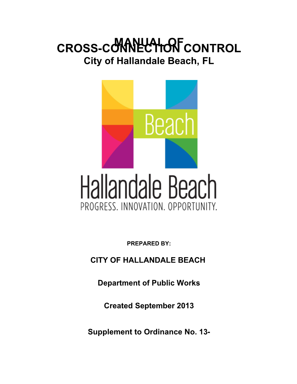 Manual of Cross Connection Control