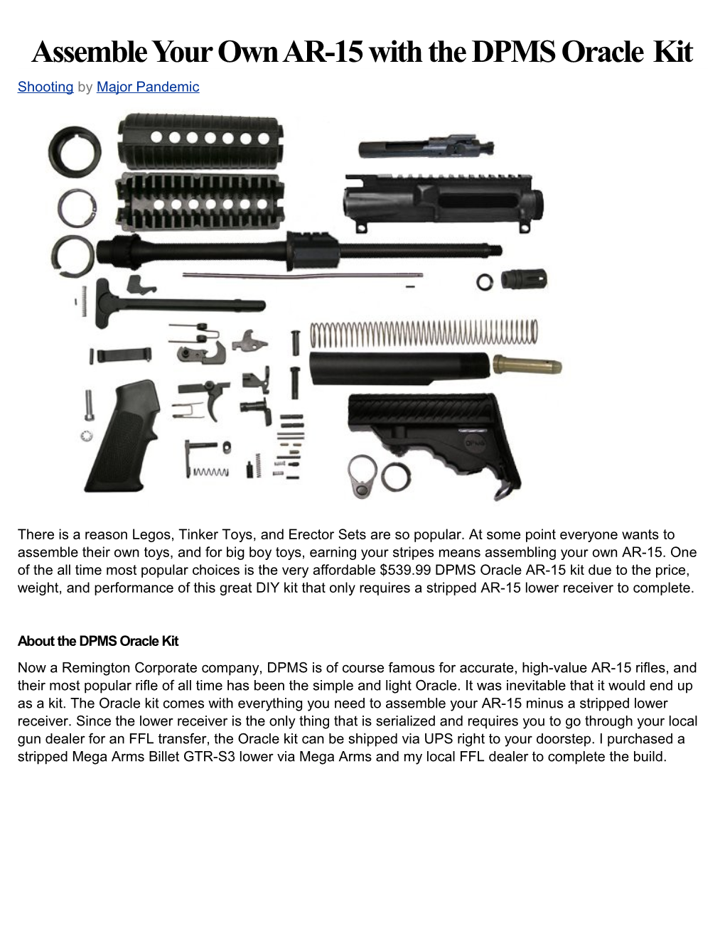 Assemble Your Own AR-15 with the DPMS Oracle Kit