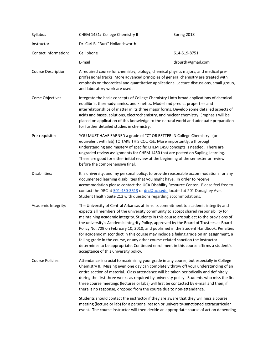 Syllabuschem 1451: College Chemistry Iispring 2018