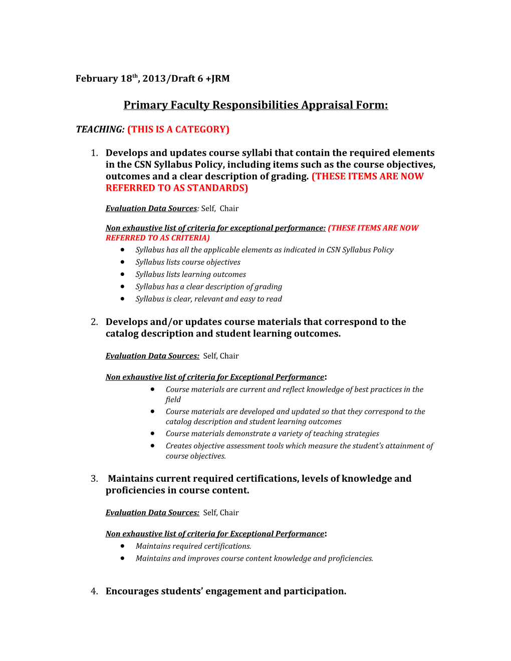 Primary Faculty Responsibilities Appraisal Form