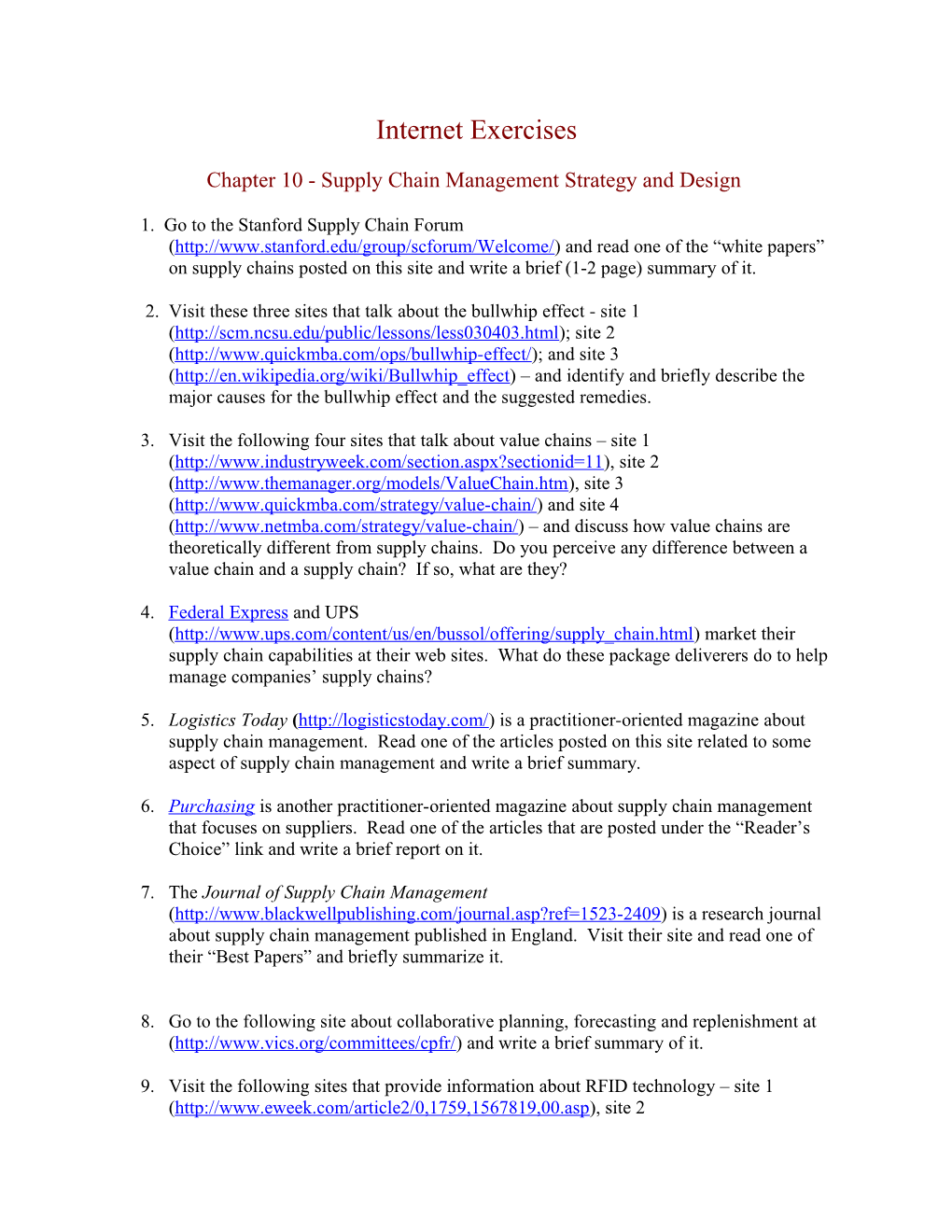 Chapter 10 - Supply Chain Management Strategy and Design