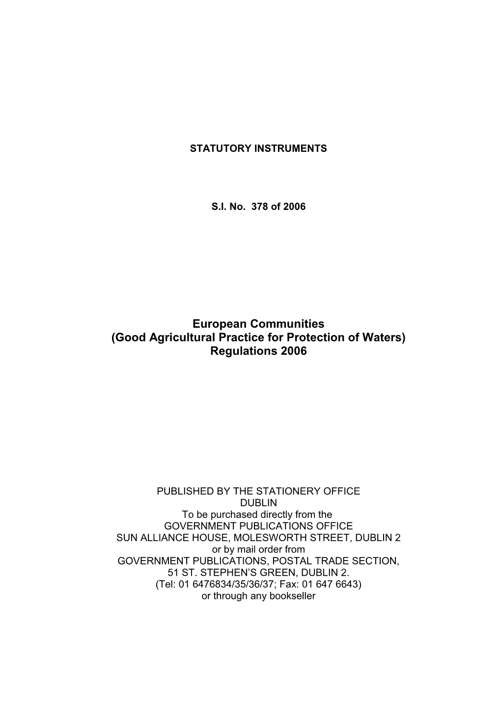 (Good Agricultural Practice for Protection of Waters) Regulations 2006