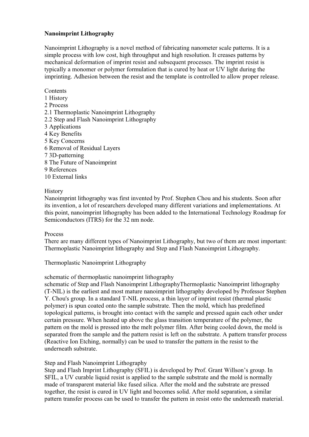 Nanoimprint Lithography