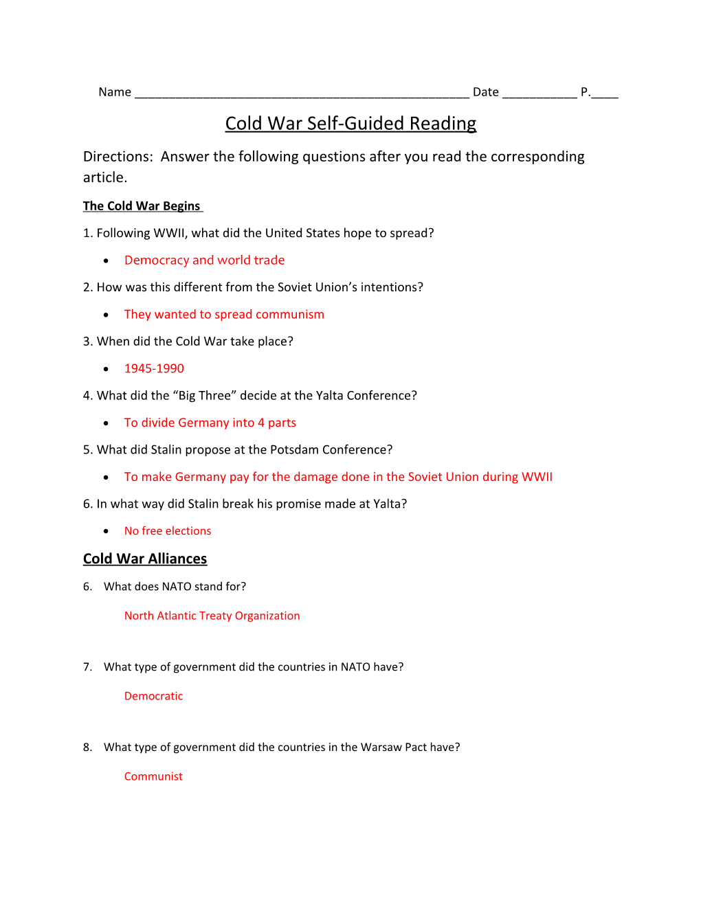 Cold War Self-Guided Reading