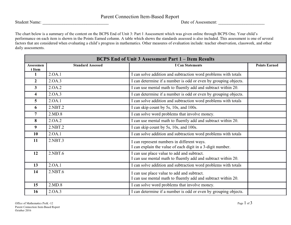 Parent Connection Item-Based Report