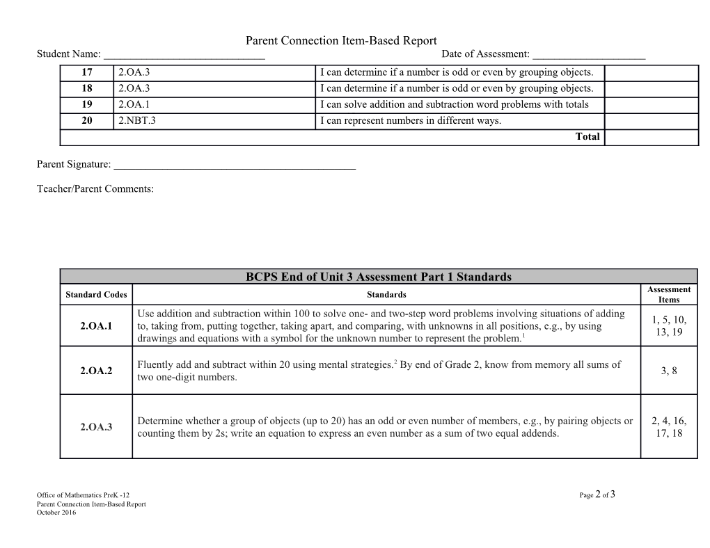 Parent Connection Item-Based Report
