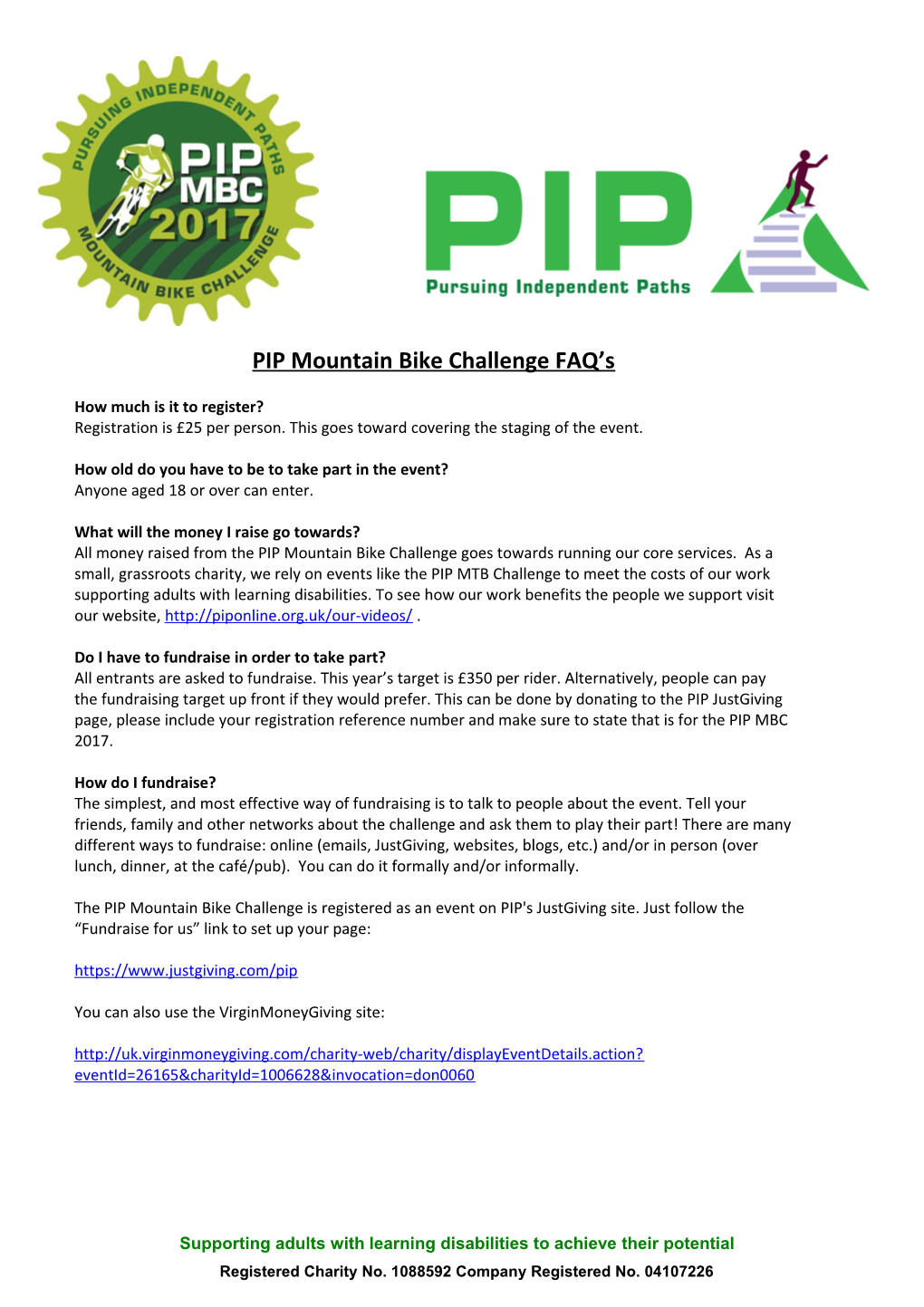 PIP Mountain Bike Challenge FAQ S