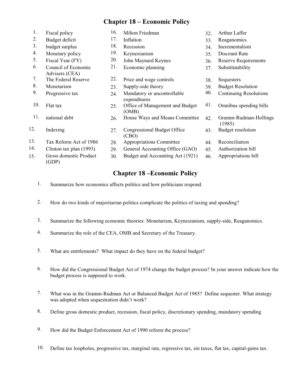 Chapter 16 Economic Policy