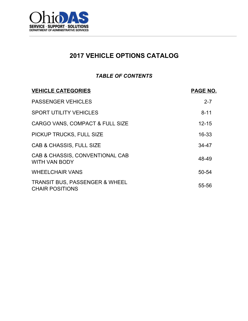 2017 Vehicle Options Catalog