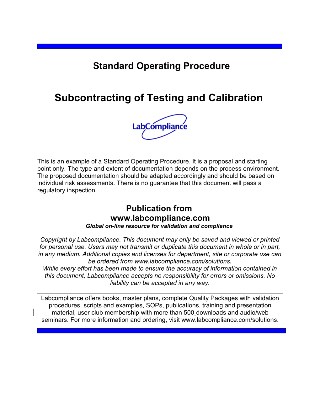 Subcontracting of Testing and Calibration