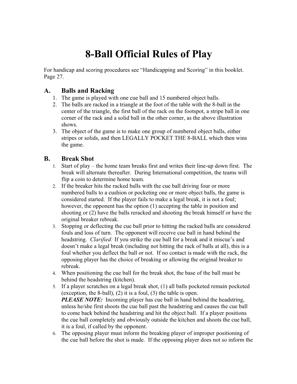 8-Ball Official Rules of Play