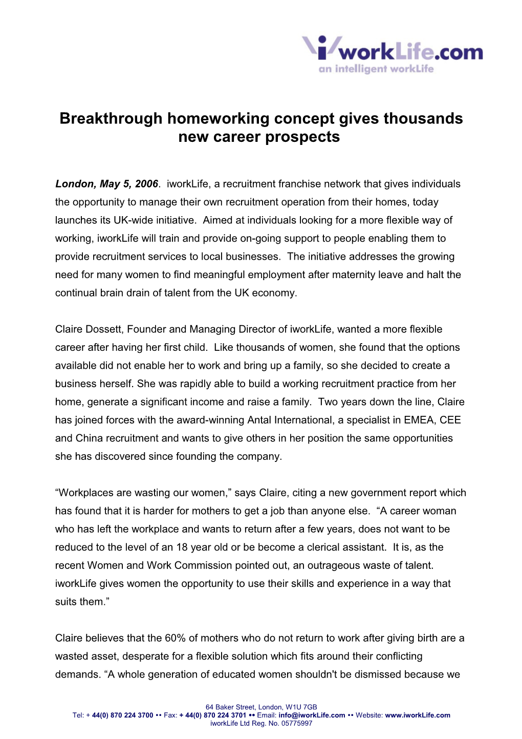 Breakthrough Homeworking Concept Gives Thousands New Career Prospects