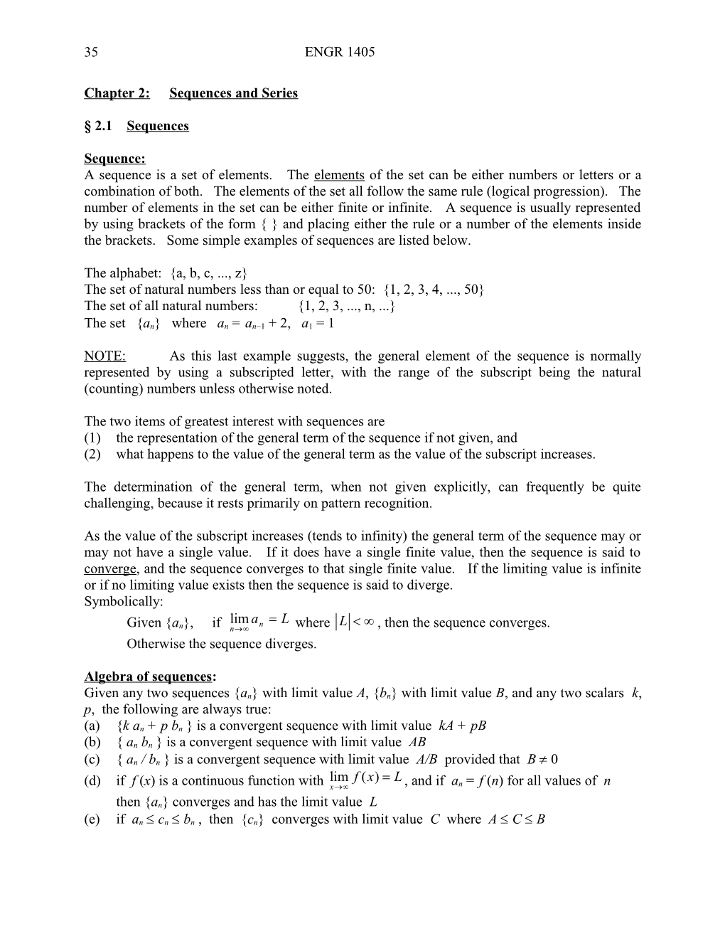 Chapter 2: Sequences and Series