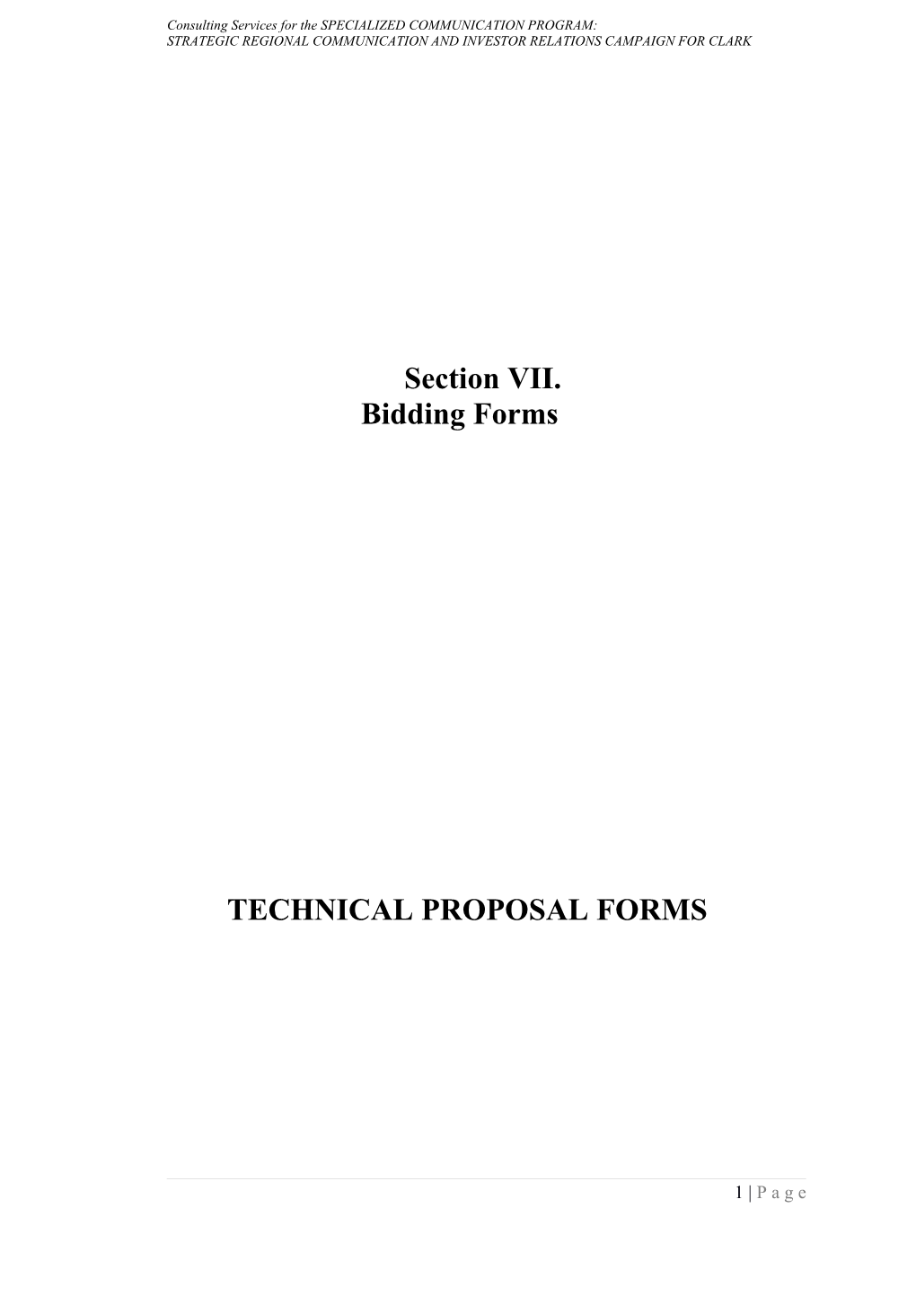 TPF 1. Technical Proposal Submission Form
