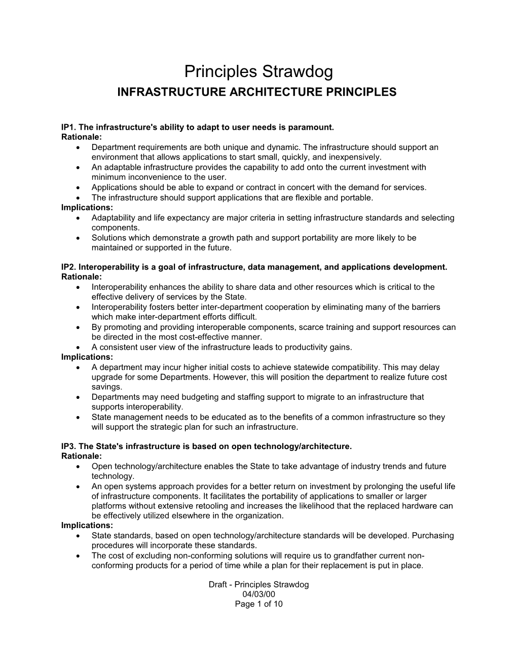 Infrastructure Architecture Principles