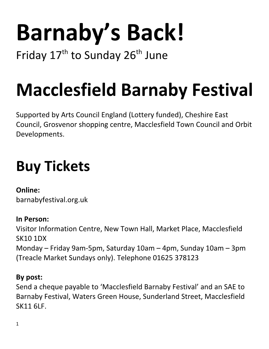 Macclesfield Barnaby Festival