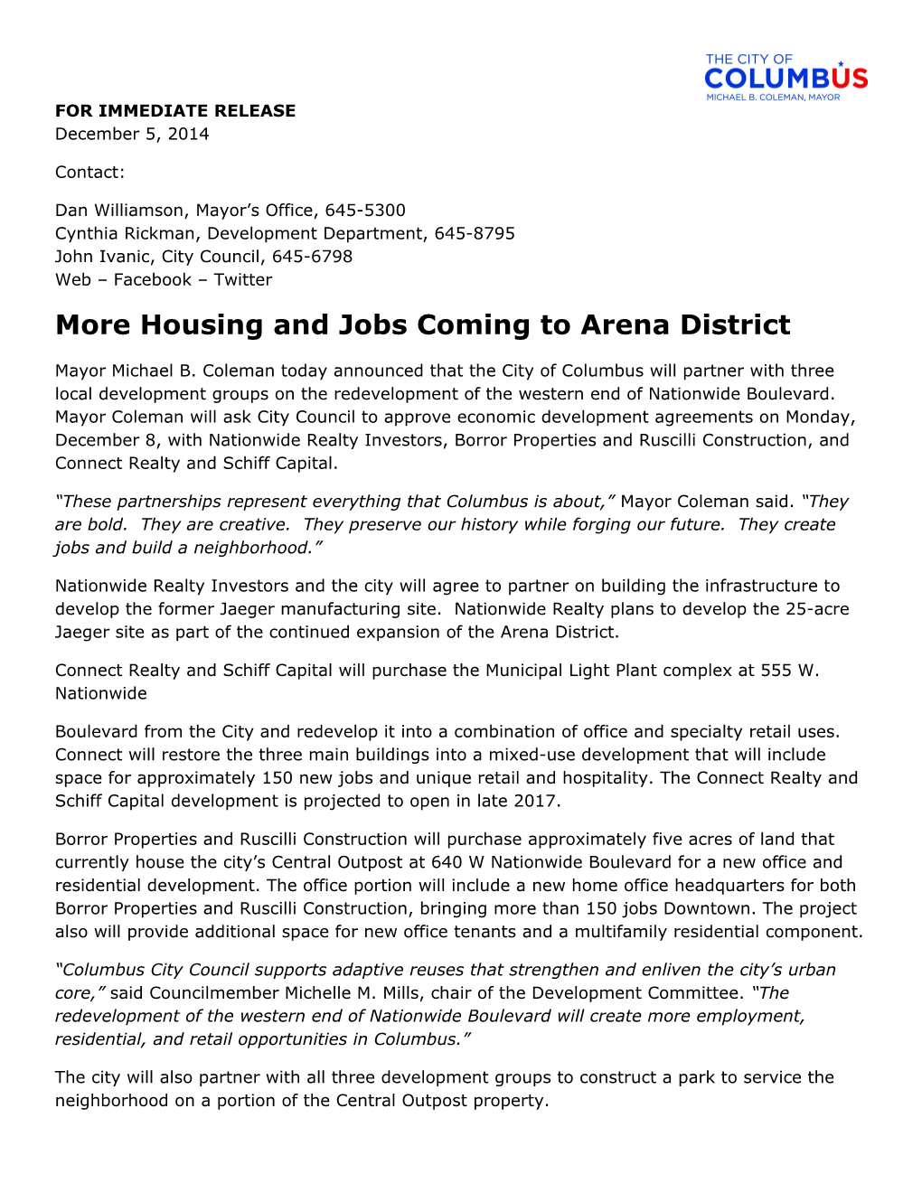 More Housing and Jobs Coming to Arena District