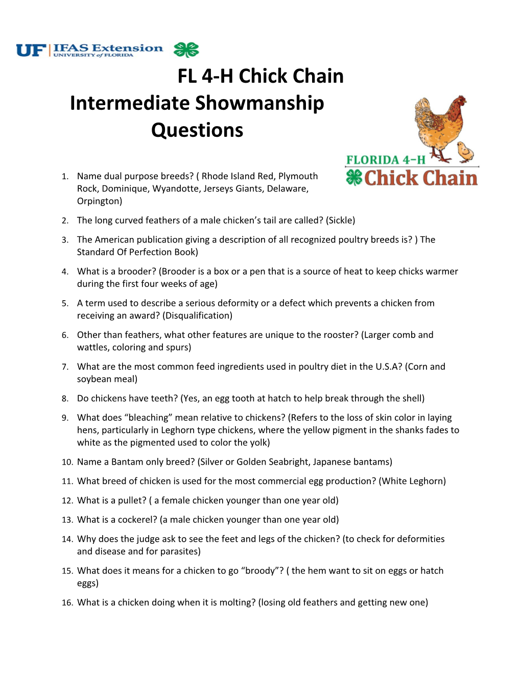 Intermediate Showmanship Questions