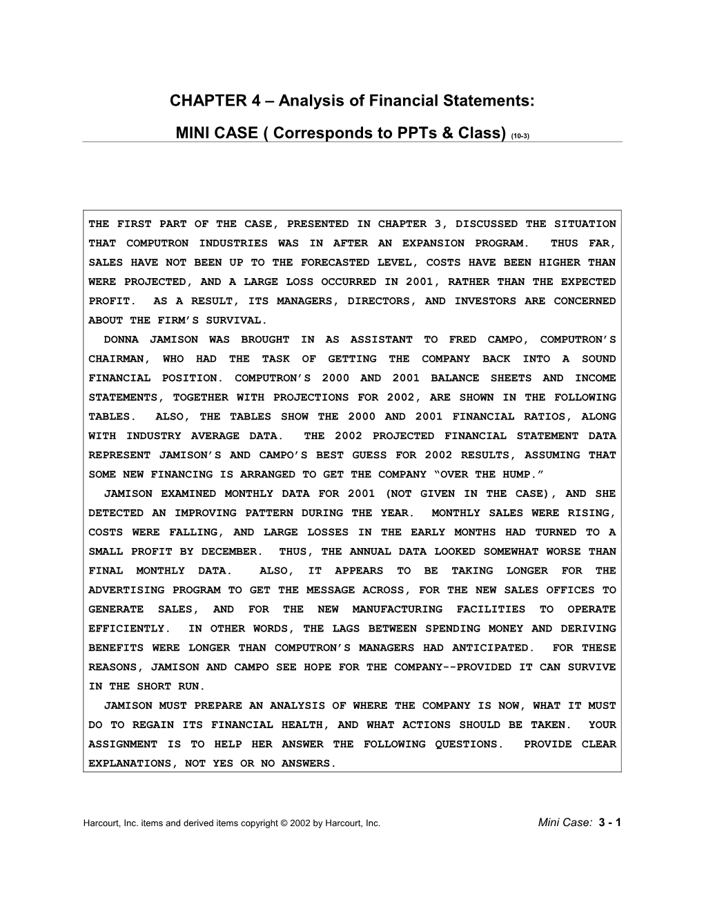 CHAPTER 4 Analysis of Financial Statements