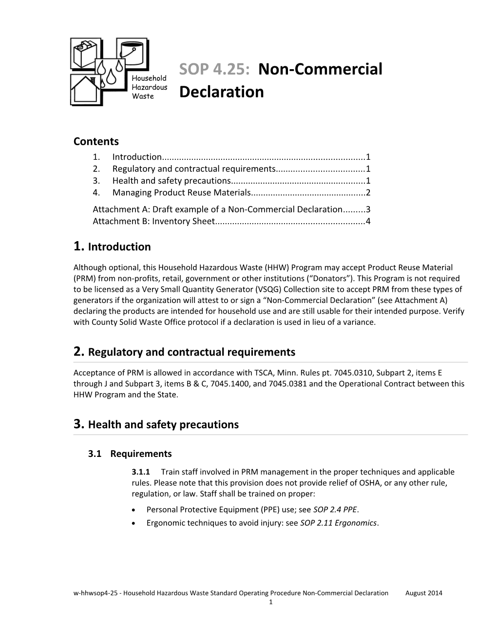 SOP 4.25 Non-Commercial Declaration