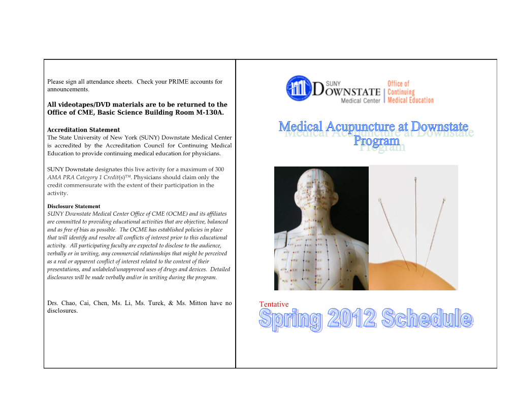 Medical Acupuncture Program at Downstate