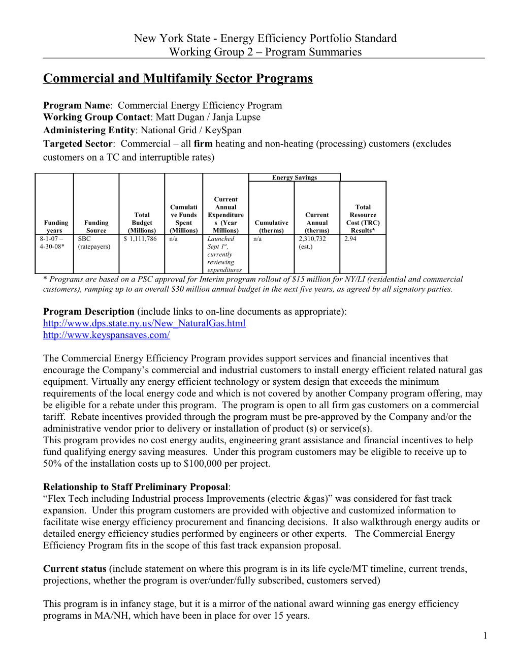 Commercial and Multifamily Sector Programs