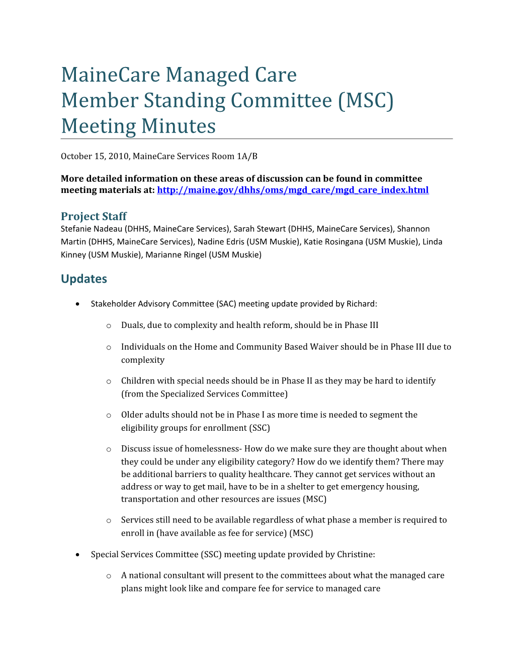 Member Standing Committee (MSC)
