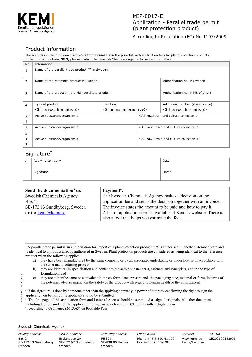 MIP-0017-E Application Form