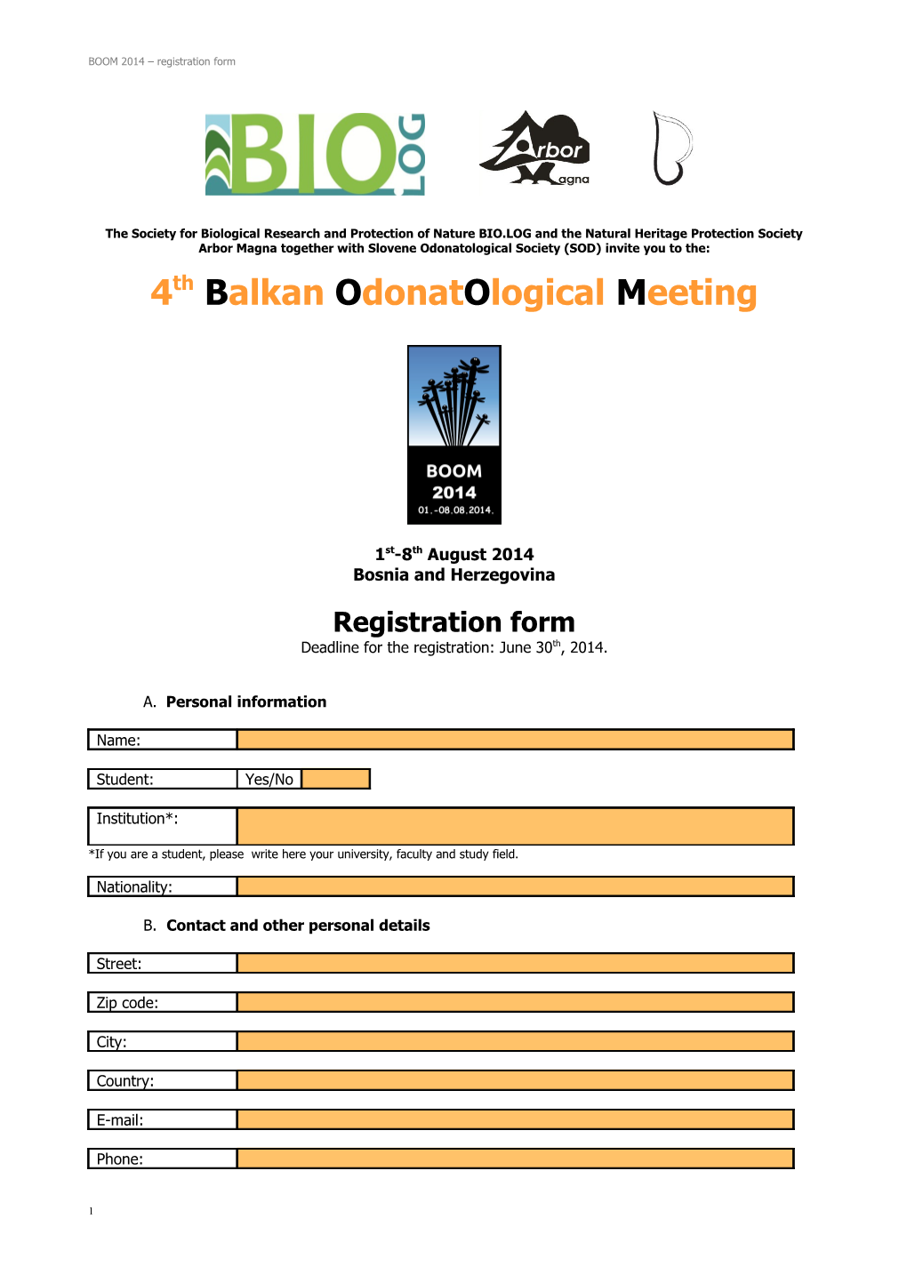 BOOM 2014 Registration Form