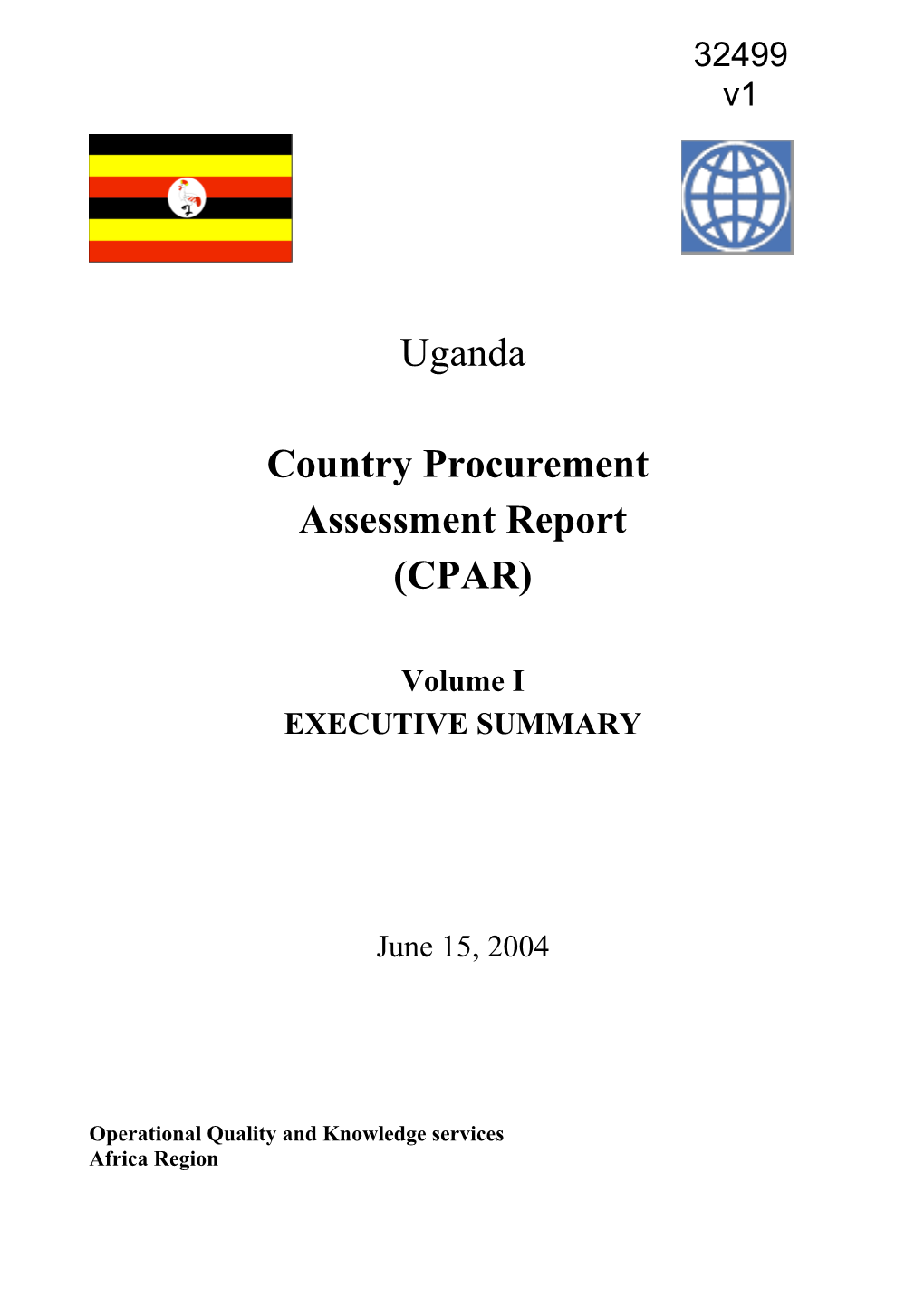 Uganda 2004 CPAR - Executive Summary June, 2004