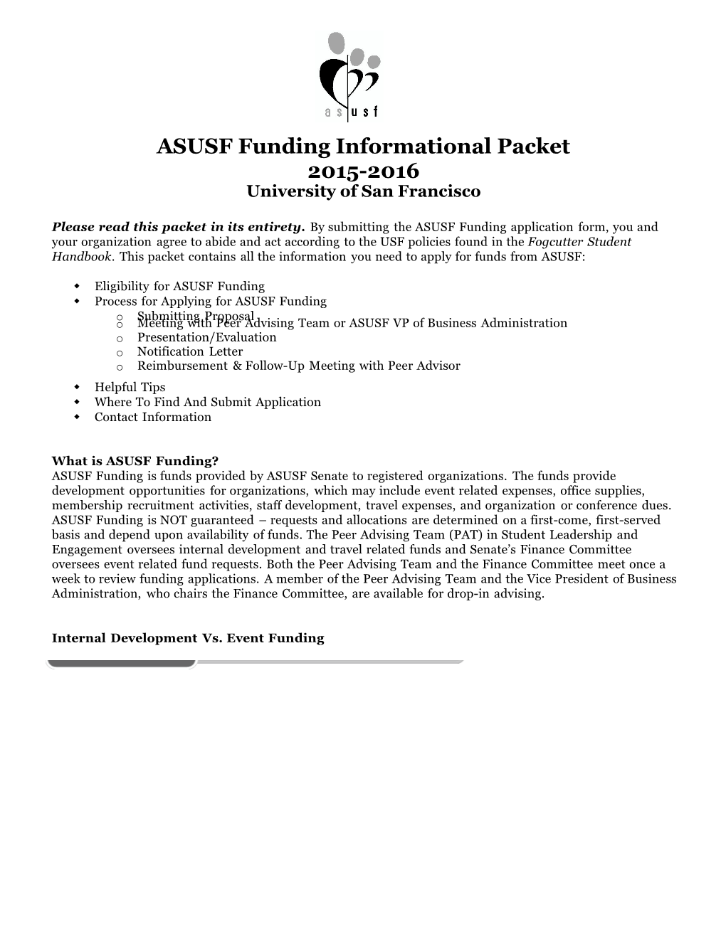 ASUSF Funding Informational Packet