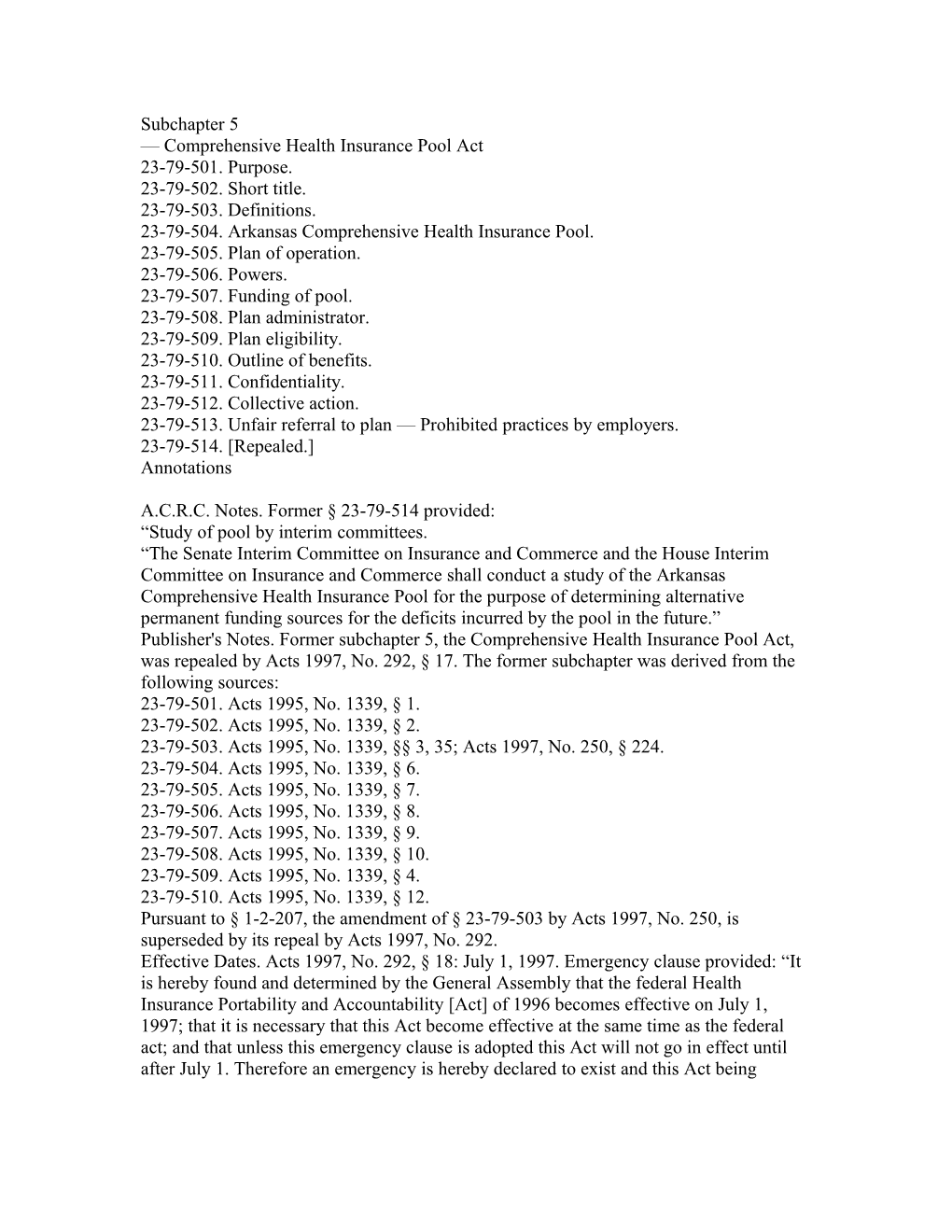 Comprehensive Health Insurance Pool Act