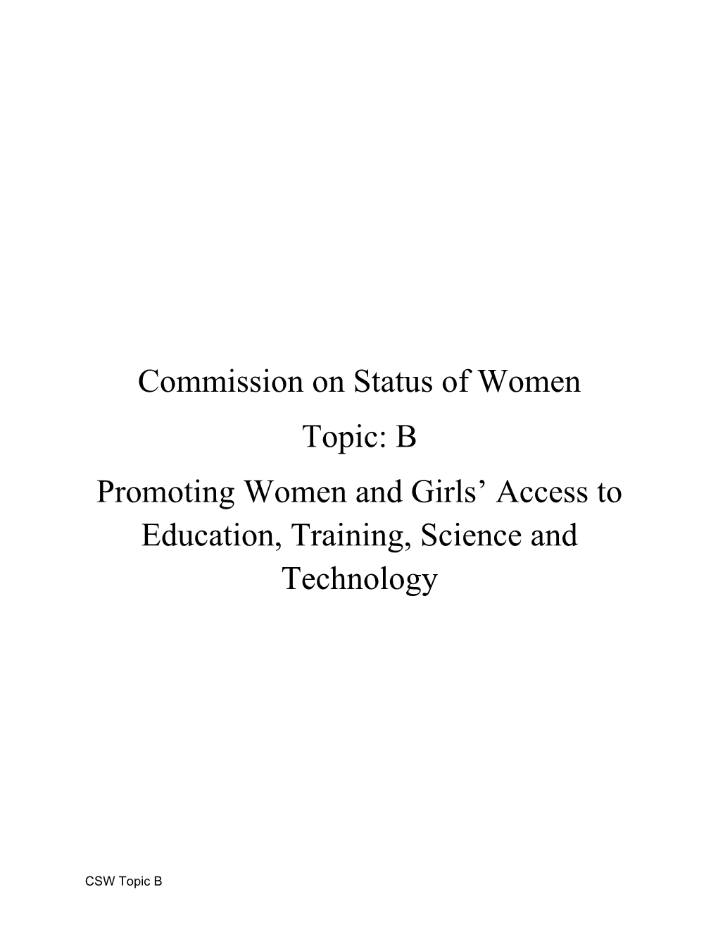 Promoting Women and Girls Access to Education, Training, Science and Technology