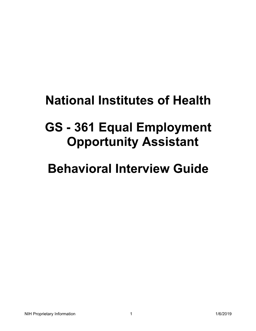 NIH - Equal Employment Opportunity GS-361 Interview Guide