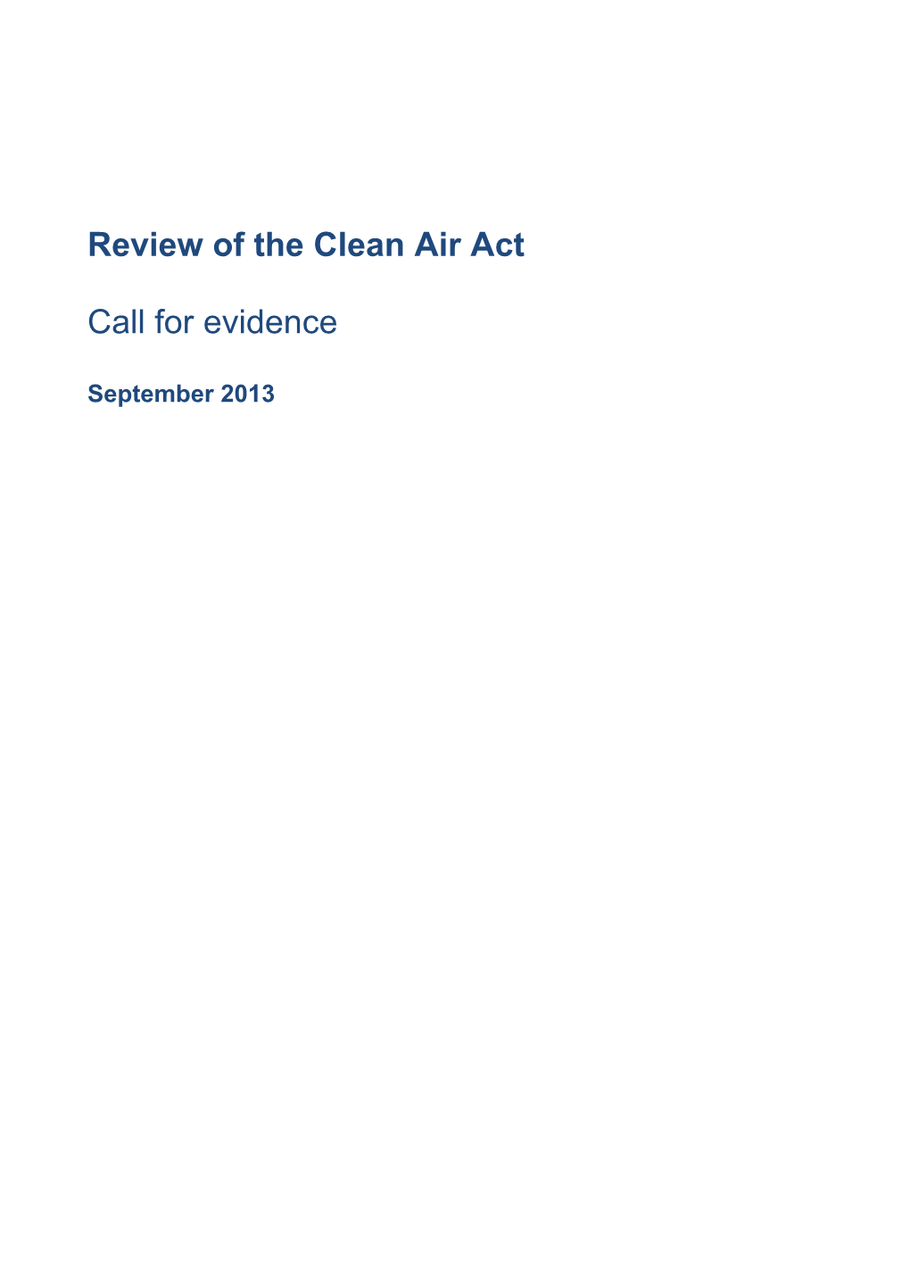 Review of the Clean Air Act